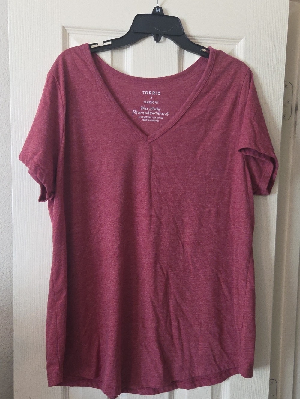 Torrid Heather Wine V-Neck Short Sleeve Tee